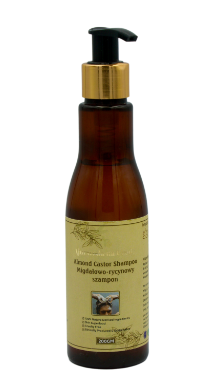 Szampon Migdałowo-Rycynowy – Nawilżenie, Regeneracja i Wzmocnienie Włosów — Szampon migdałowo-rycynowy 200ml – głęboko