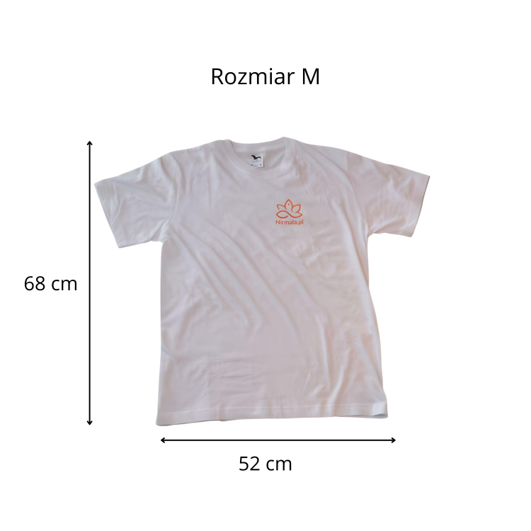 Koszulka Unisex Nirmala – Biała, 100% Bawełna — ✔ 100% naturalna, oddychająca bawełna ✔ Uniwersalny krój – pasuje zarówno