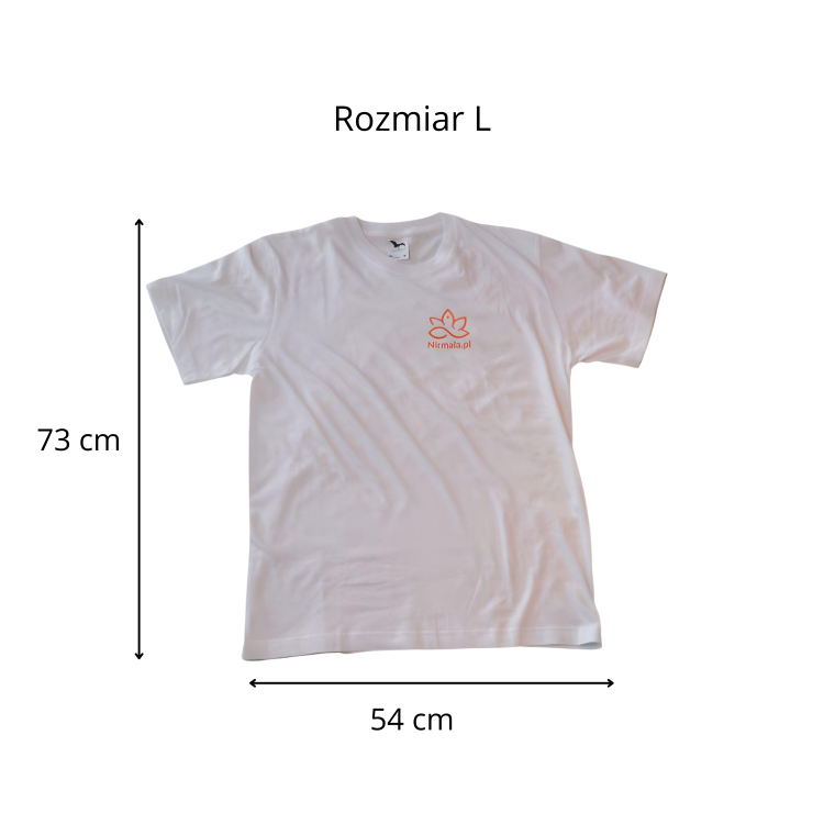 Koszulka Unisex Nirmala – Biała, 100% Bawełna — ✔ 100% naturalna, oddychająca bawełna ✔ Uniwersalny krój – pasuje zarówno