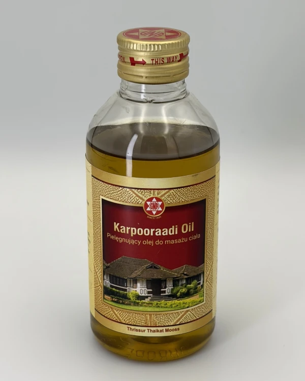 Karpooraadi Oil olejek do masażu ajurweda — Karpooraadi Oil to ajurwedyjski olej na bazie oleju sezamowego i kamfory