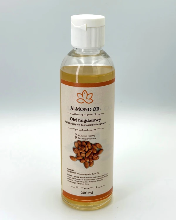 Olej migdałowy 200ml — Tłoczony na zimno, bogaty w witaminy A, E, B i D
