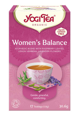 Yogi Tea Women's Balance – ajurwedyjska herbata BIO dla kobiet z liściem maliny, werbeną i lawendą, 17 torebek
