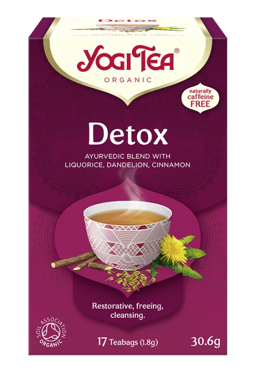 Yogi Tea Detox – ajurwedyjska herbata BIO oczyszczająca z mniszkiem, lukrecją i cynamonem, 17 torebek — Regenerująca