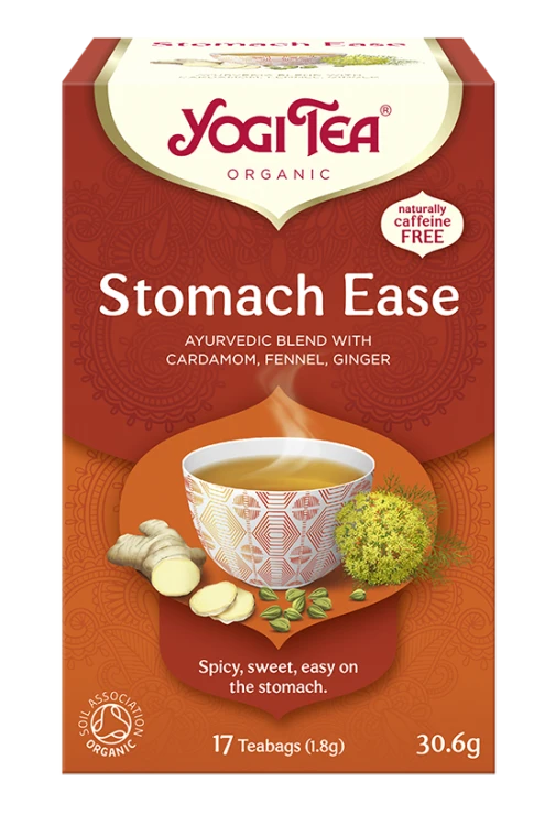 Yogi Tea Stomach Ease – ajurwedyjska herbata BIO na trawienie z kardamonem, koprem i imbirem, 17 torebek — Korzenna