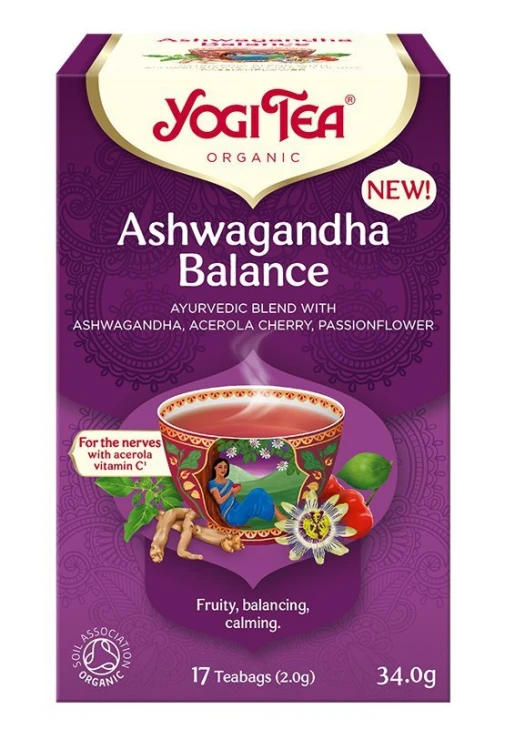 Yogi Tea Ashwagandha Balance – ajurwedyjska herbata BIO z ashwagandhą i acerolą, 17 torebek — Owocowa herbata z