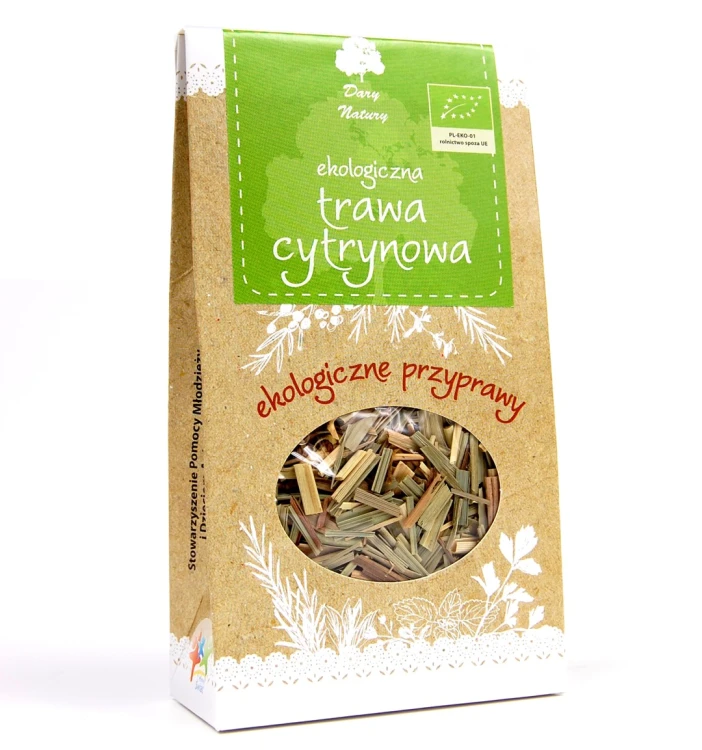Trawa cytrynowa EKO – Dary Natury, 20g — Suszona trawa cytrynowa (lemongrass) z certyfikowanych upraw ekologicznych