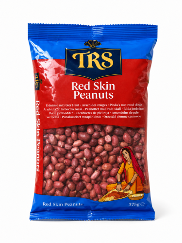 Orzeszki ziemne czerwone Red Skin Peanuts TRS 375 g — Orzeszki ziemne w czerwonej skórce marki TRS — nieprażone