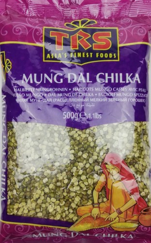 Moong Dal Chilka 500g — Mieszanka Moong Dal Chilka 500g – łuskana, połowiona fasola mung