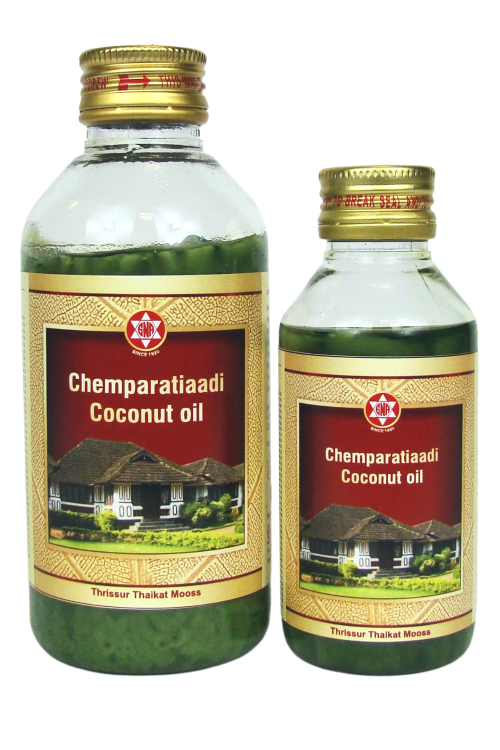 Chemparatiaadi Coconut Oil olejek do masażu ajurweda — Ajurwedyjski olejek do masażu Chemparatiaadi na bazie oleju kokosowego