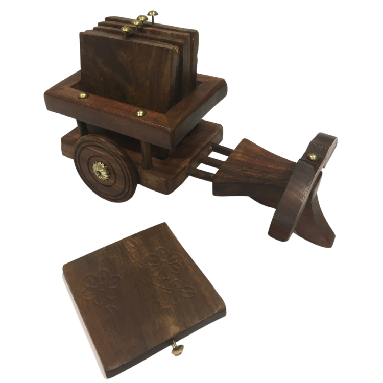 Drewniane podstawki / podkładki pod kubek (wózek)