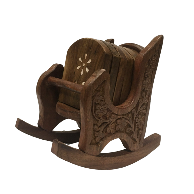 Drewniane podstawki / podkładki pod kubek (fotel bujany)