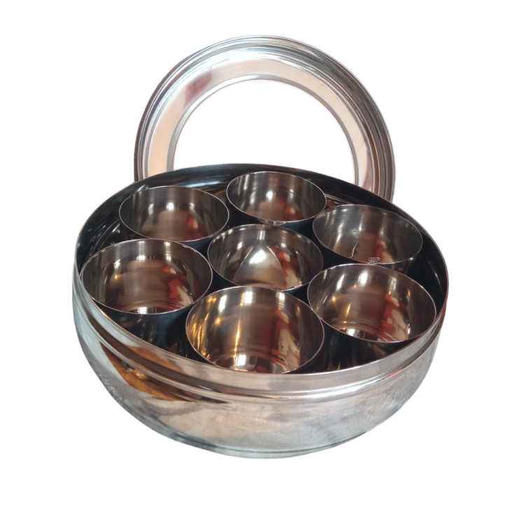 Przyprawnik z łyżeczkami i pokrywką 7 pojemników INDYJSKIE PRODUKTY