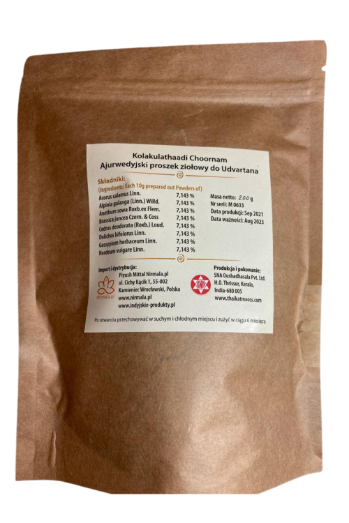 Proszek do Udvartana Kolakulathaadi Choornam 200g — Kolakulathadi Choornam to ziołowy proszek do stosowania zewnętrznego