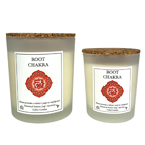 Świeca czakra podstawy – Root Chakra — 100% naturalna świeca z zastosowaniem olejków eterycznych i minerałów