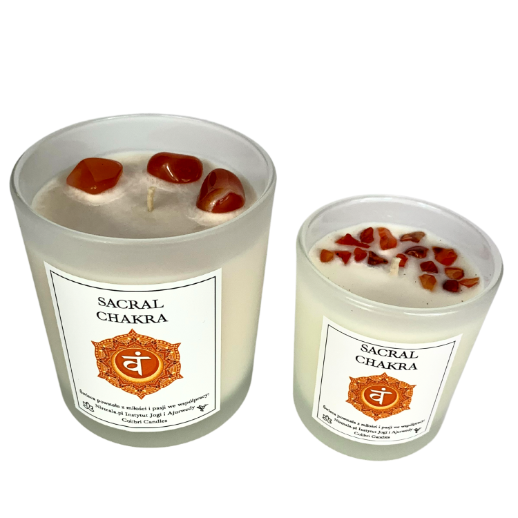 Świeca czakra sakralna – Sacral Chakra — 100% naturalna świeca z zastosowaniem olejków eterycznych i minerałów