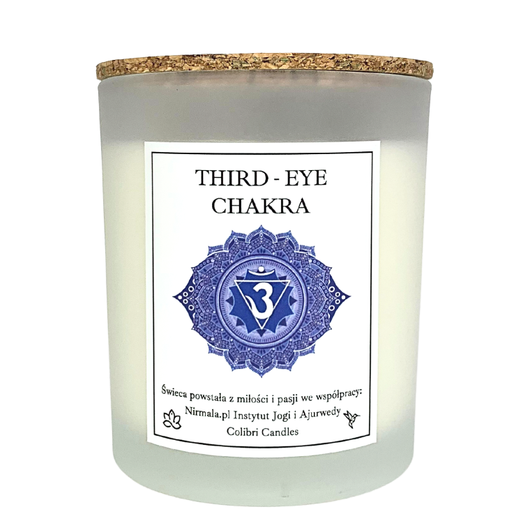 Świeca czakra trzeciego oka – Third Eye Chakra — 100% naturalna świeca z zastosowaniem olejków eterycznych i minerałów