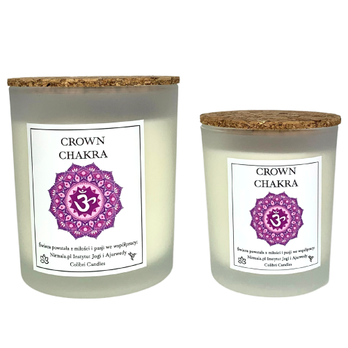 Świeca czakra korony – Crown Chakra — 100% naturalna świeca z zastosowaniem olejków eterycznych i minerałów