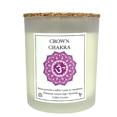 Świeca czakra korony – Crown Chakra — 100% naturalna świeca z zastosowaniem olejków eterycznych i minerałów