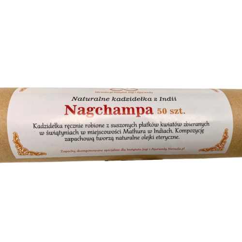 Kadzidełka naturalne 50 szt. - Nagchampa — Naturalne kadzidełka z Indii robione ręcznie z suszonych płatków kwiatów