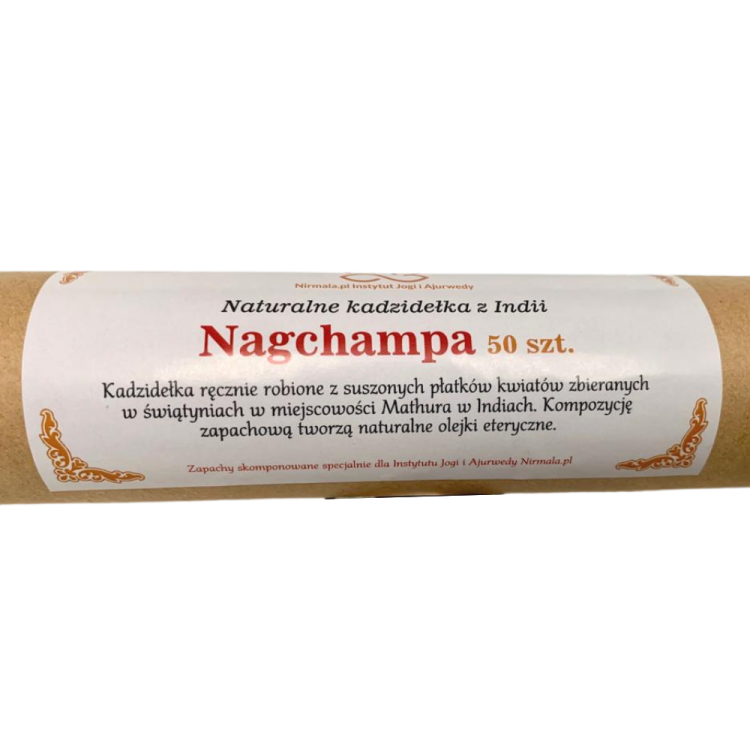 Kadzidełka naturalne 50 szt. - Nagchampa — Naturalne kadzidełka z Indii robione ręcznie z suszonych płatków kwiatów
