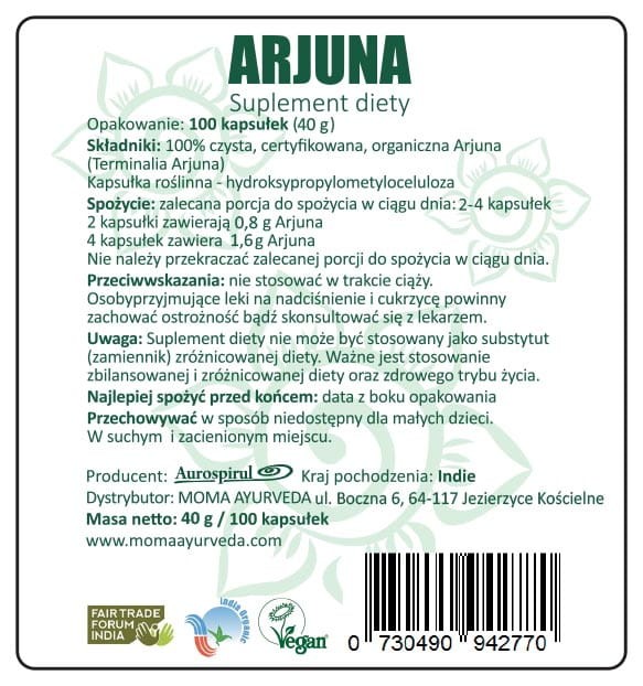 Arjuna 100 kaps. 40 g — Arjuna 100 kaps