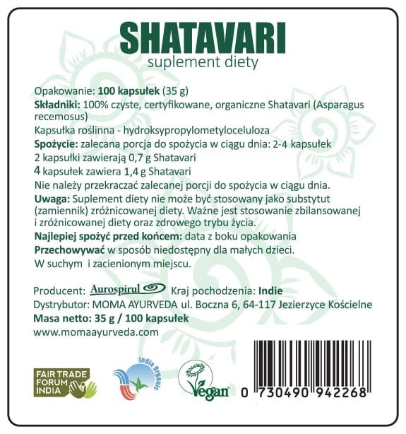 Shatavari 100 kaps. 35 g — Shatavari 100 kaps